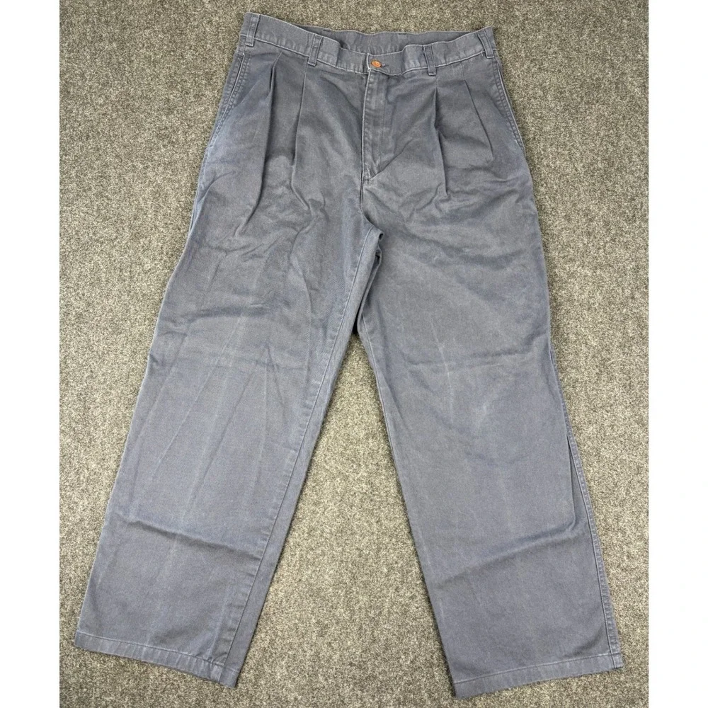 Dockers Classic Fit Pleated Chinos Mens 33x32 Navy Blue Cotton Twill Pants